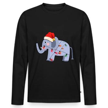 Noël laid d'éléphant - T-shirt manches longues Premium bio Homme - noir - Devant - Nico (187cm)