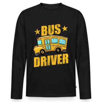 Bus - Männer Premium Bio Langarmshirt - Schwarz - Vorne - Nico (187cm)