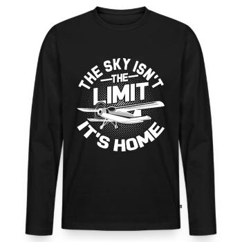 Pilot - Männer Premium Bio Langarmshirt - Schwarz - Vorne - Nico (187cm)