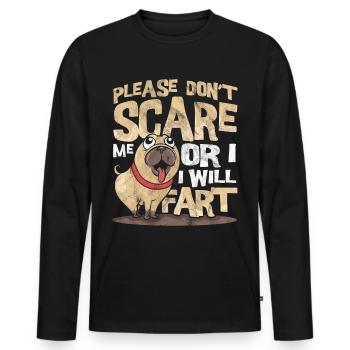 Mops - Männer Premium Bio Langarmshirt - Schwarz - Vorne - Nico (187cm)