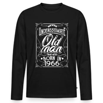 1966 année de naissance né en cadeau de papy Bursdag - T-shirt manches longues Premium bio Homme - noir - Devant - Nico (187cm)