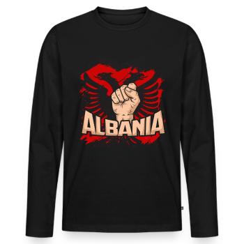 Albanian Flag Albania Kosovo Tirana Shqiptar - Men's Premium Organic Long Sleeve Shirt - black - Front - Nico (187cm)