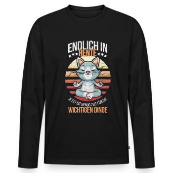 In Rente mit Yoga und Katzen lustige Rentnerin - Männer Premium Bio Langarmshirt - Schwarz - Vorne - Nico (187cm)