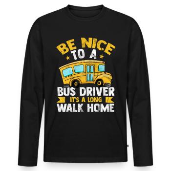 Bus - Männer Premium Bio Langarmshirt - Schwarz - Vorne - Nico (187cm)