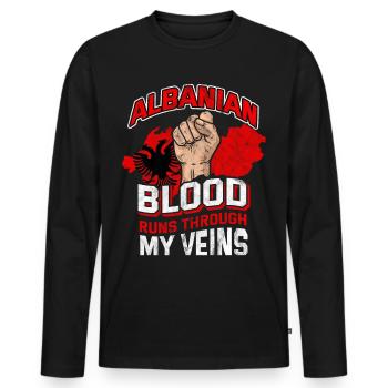 Albanian Coat of Arms Flag Albania Kosovo Tirana - Men's Premium Organic Long Sleeve Shirt - black - Front - Nico (187cm)