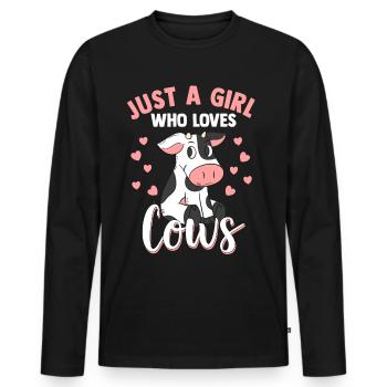 Cows girl cow beef dairy cow farmer cow calf - Men's Premium Organic Long Sleeve Shirt - black - Front - Nico (187cm)