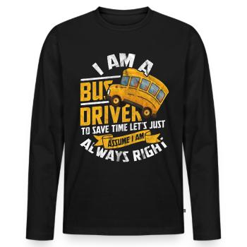 Bus driver public transport occupation omnibus bus stop - Men's Premium Organic Long Sleeve Shirt - black - Front - Nico (187cm)