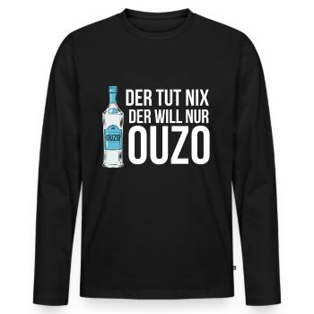 Ouzo Geschenk in Griechenland in Griechisch Saufen - Männer Premium Bio Langarmshirt - Schwarz - Vorne - Nico (187cm)