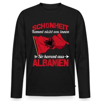 Albanian flag beauty Kosovo Tirana Shqiptar - Men's Premium Organic Long Sleeve Shirt - black - Front - Nico (187cm)