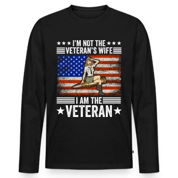 Veteran Mädchen Armee Militär Soldat Marine Gesche - Männer Premium Bio Langarmshirt - Schwarz - Vorne - Nico (187cm)