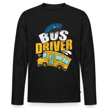 Bus driver occupation omnibus bus stop long-distance bus - Men's Premium Organic Long Sleeve Shirt - black - Front - Nico (187cm)