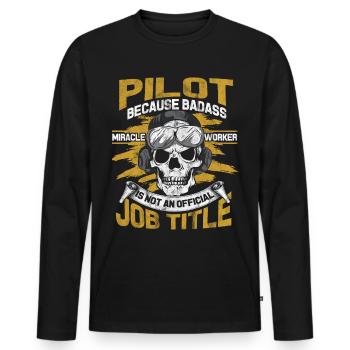 pilot - Men's Premium Organic Long Sleeve Shirt - black - Front - Nico (187cm)