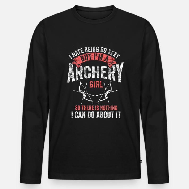 Bogenschießen Mädchen Bogenjäger Bogenschütze Gesc - Männer Premium Bio Langarmshirt - Schwarz