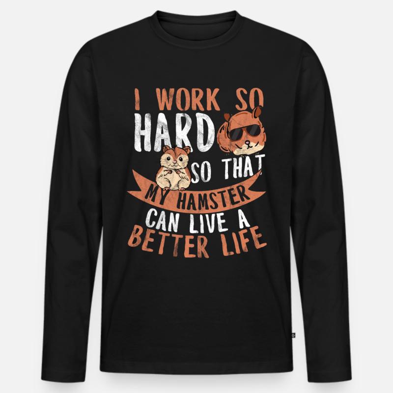 Hamster - Männer Premium Bio Langarmshirt - Schwarz