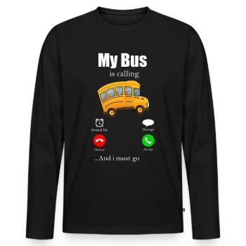 Bus driver omnibus school bus public transport autobus gift - Men's Premium Organic Long Sleeve Shirt - black - Front - Nico (187cm)