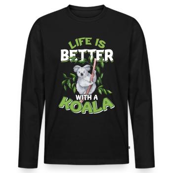 Koala - Männer Premium Bio Langarmshirt - Schwarz - Vorne - Nico (187cm)