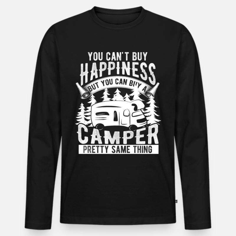 Camper caravan glücklich - Männer Premium Bio Langarmshirt - Schwarz