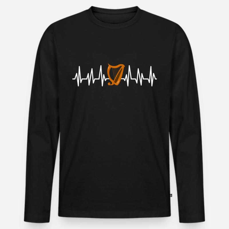 Harfe - Männer Premium Bio Langarmshirt - Schwarz