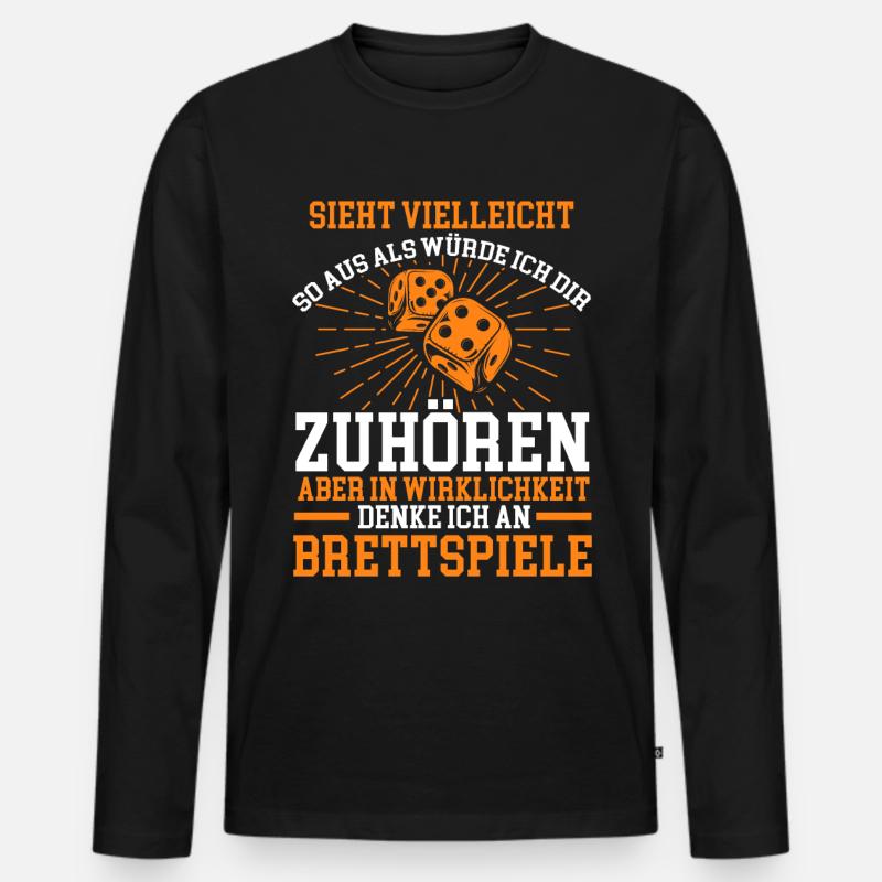Brettspiele Fan - Männer Premium Bio Langarmshirt - Schwarz