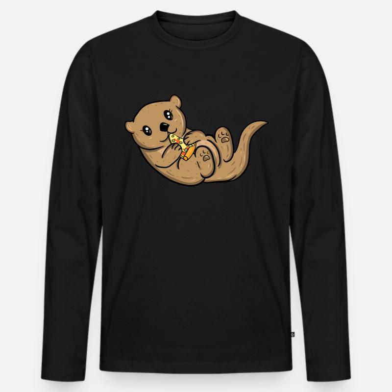 Otter - Männer Premium Bio Langarmshirt - Schwarz