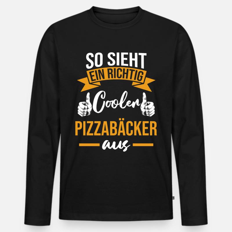 Pizzabäcker Pizzeria Geschenk - Männer Premium Bio Langarmshirt - Schwarz
