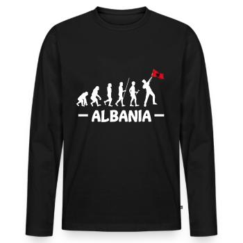 Albania Kosovo Tirana Balkan Shqip Albanian Flag - Men's Premium Organic Long Sleeve Shirt - black - Front - Nico (187cm)