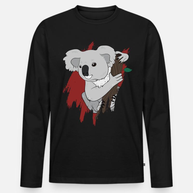 Koala - Männer Premium Bio Langarmshirt - Schwarz