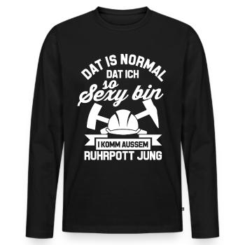 Ruhrpott - Männer Premium Bio Langarmshirt - Schwarz - Vorne - Nico (187cm)