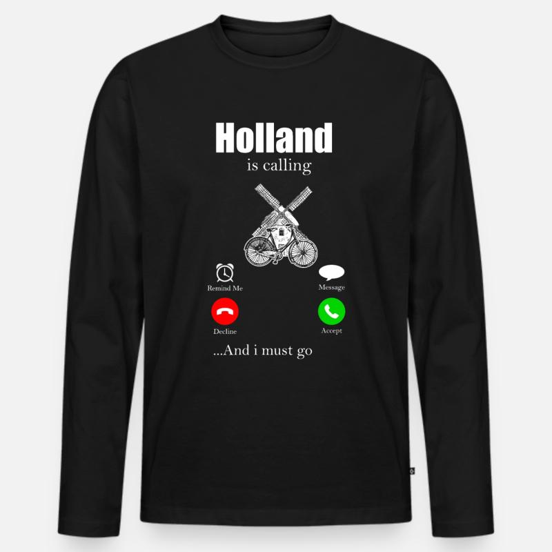 Niederlande - Männer Premium Bio Langarmshirt - Schwarz