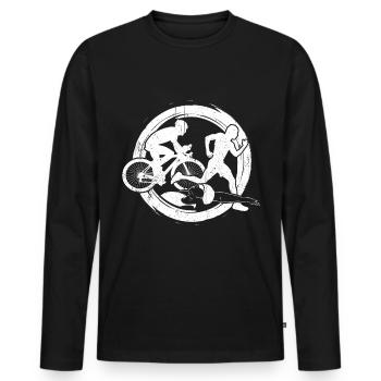 Triathlon - Men's Premium Organic Long Sleeve Shirt - black - Front - Nico (187cm)