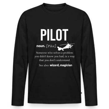 Pilote - T-shirt manches longues Premium bio Homme - noir - Devant - Nico (187cm)