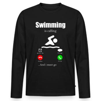 Swimming Diving Swimming Pool Pool Water Sea - Men's Premium Organic Long Sleeve Shirt - black - Front - Nico (187cm)