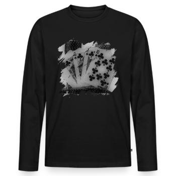 Poker - T-shirt manches longues Premium bio Homme - noir - Devant - Nico (187cm)