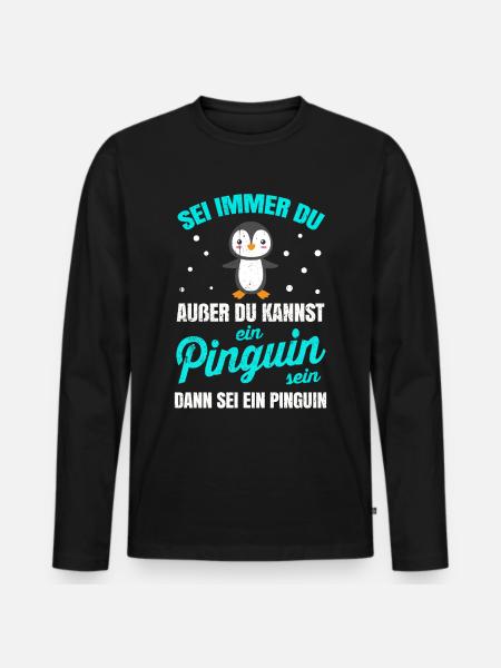 Pinguin Geschenk Flauschig Für Kaiserpinguin Tier - Männer Premium Bio Langarmshirt - Schwarz