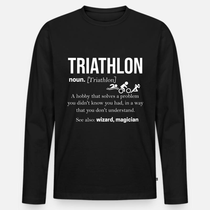 Triathlon - Männer Premium Bio Langarmshirt - Schwarz