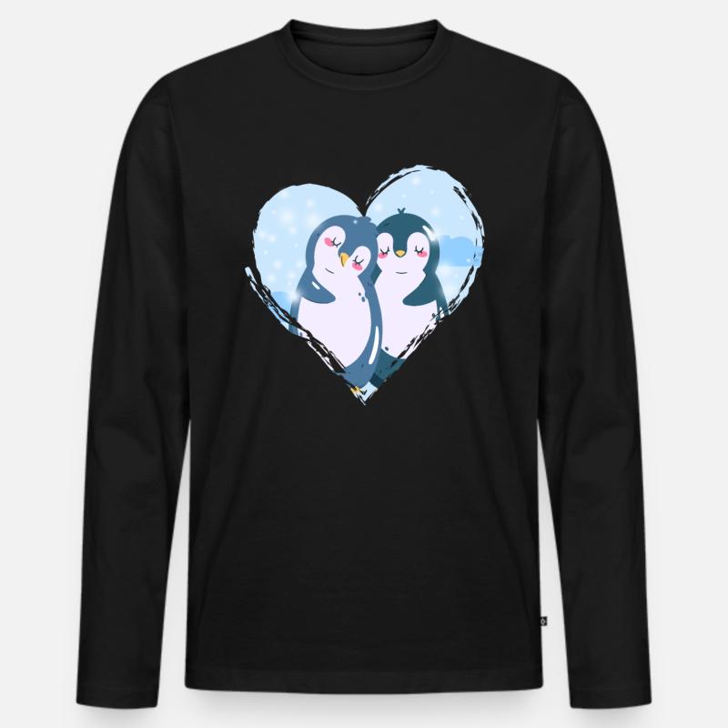 Pinguin - Männer Premium Bio Langarmshirt - Schwarz