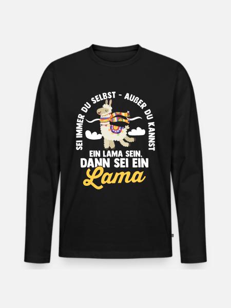 Lama - Männer Premium Bio Langarmshirt - Schwarz