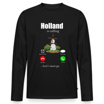 Netherlands - Men's Premium Organic Long Sleeve Shirt - black - Front - Nico (187cm)