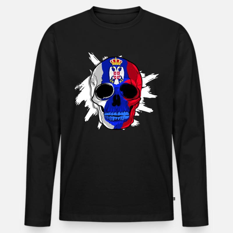 Serbien - Männer Premium Bio Langarmshirt - Schwarz