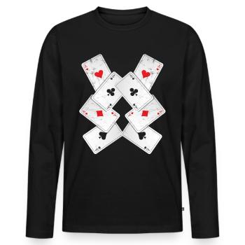 Poker Blackjack Cards Royal Flush Gambling Casino - Men's Premium Organic Long Sleeve Shirt - black - Front - Nico (187cm)