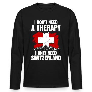 Switzerland Swiss Swiss Gift Alps Mountains Flag - Men's Premium Organic Long Sleeve Shirt - black - Front - Nico (187cm)