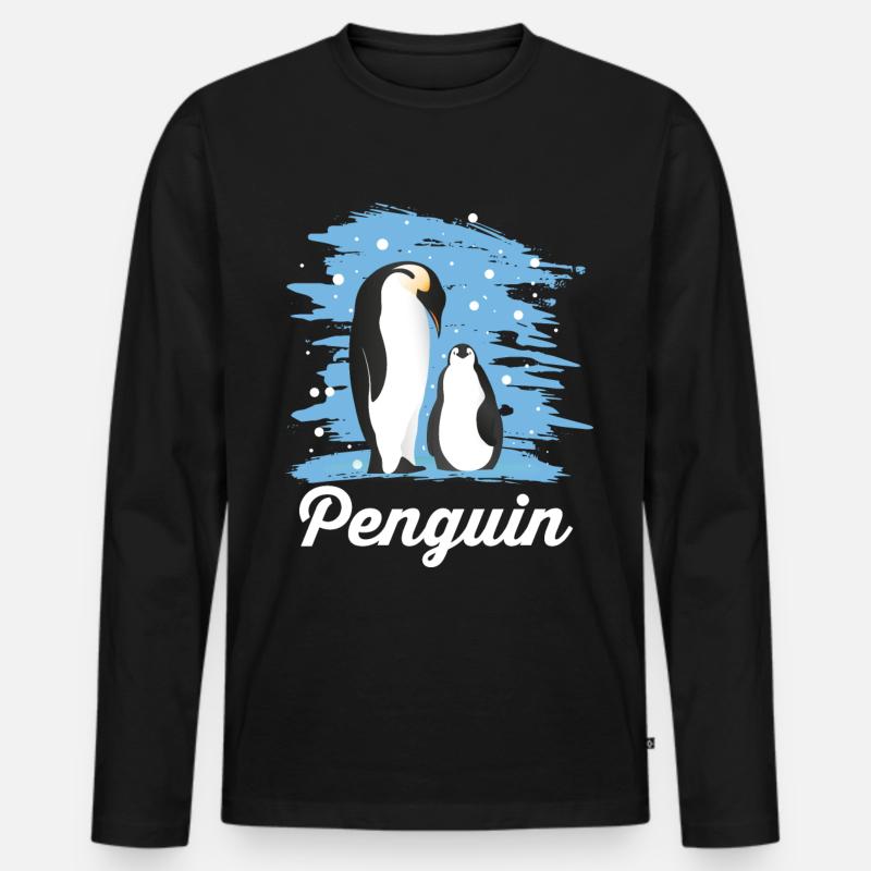 Pinguin - Männer Premium Bio Langarmshirt - Schwarz