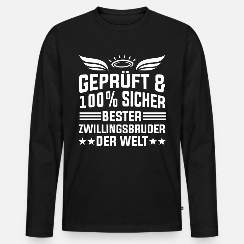 Bester Zwillingsbruder Der Welt - Männer Premium Bio Langarmshirt - Schwarz