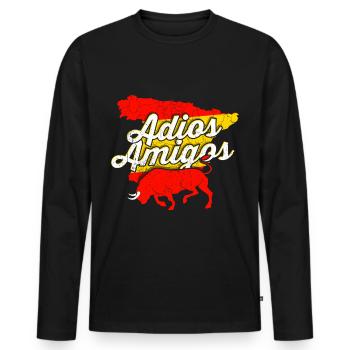 Spanien - Männer Premium Bio Langarmshirt - Schwarz - Vorne - Nico (187cm)