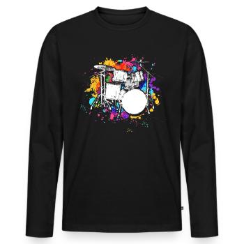 percussion - Men's Premium Organic Long Sleeve Shirt - black - Front - Nico (187cm)