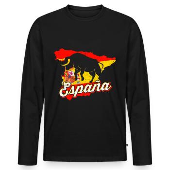 Spanien - Männer Premium Bio Langarmshirt - Schwarz - Vorne - Nico (187cm)