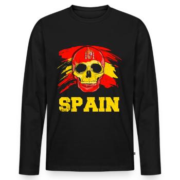 Spanien - Männer Premium Bio Langarmshirt - Schwarz - Vorne - Nico (187cm)