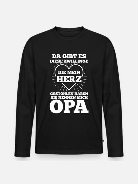 Opa Zwilling Enkel Großvater - Männer Premium Bio Langarmshirt - Schwarz