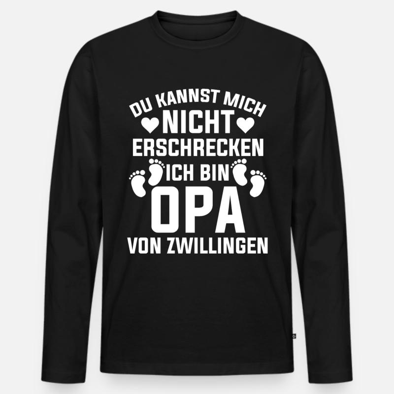 Großvater Von Zwillingen Opa - Männer Premium Bio Langarmshirt - Schwarz