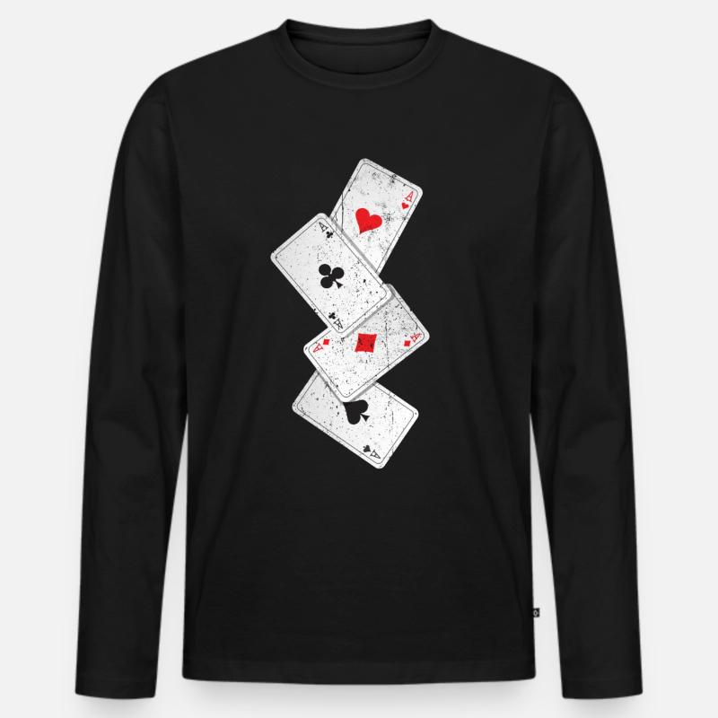 Poker - Männer Premium Bio Langarmshirt - Schwarz